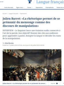 Entretien de Julien Barret paru dans le Figaro en juillet 2019 sur l'art oratoire